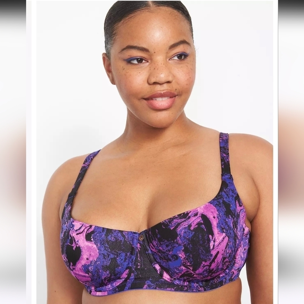 Cacique by Lane Bryant Microfiber Scoop Balconette Bra | Marble Purple | 40J